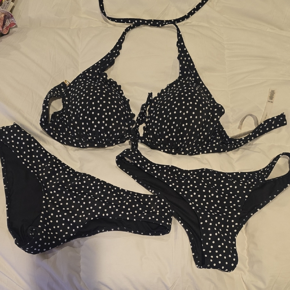 Victoria's Secret Black and White Polka Dot Bikini